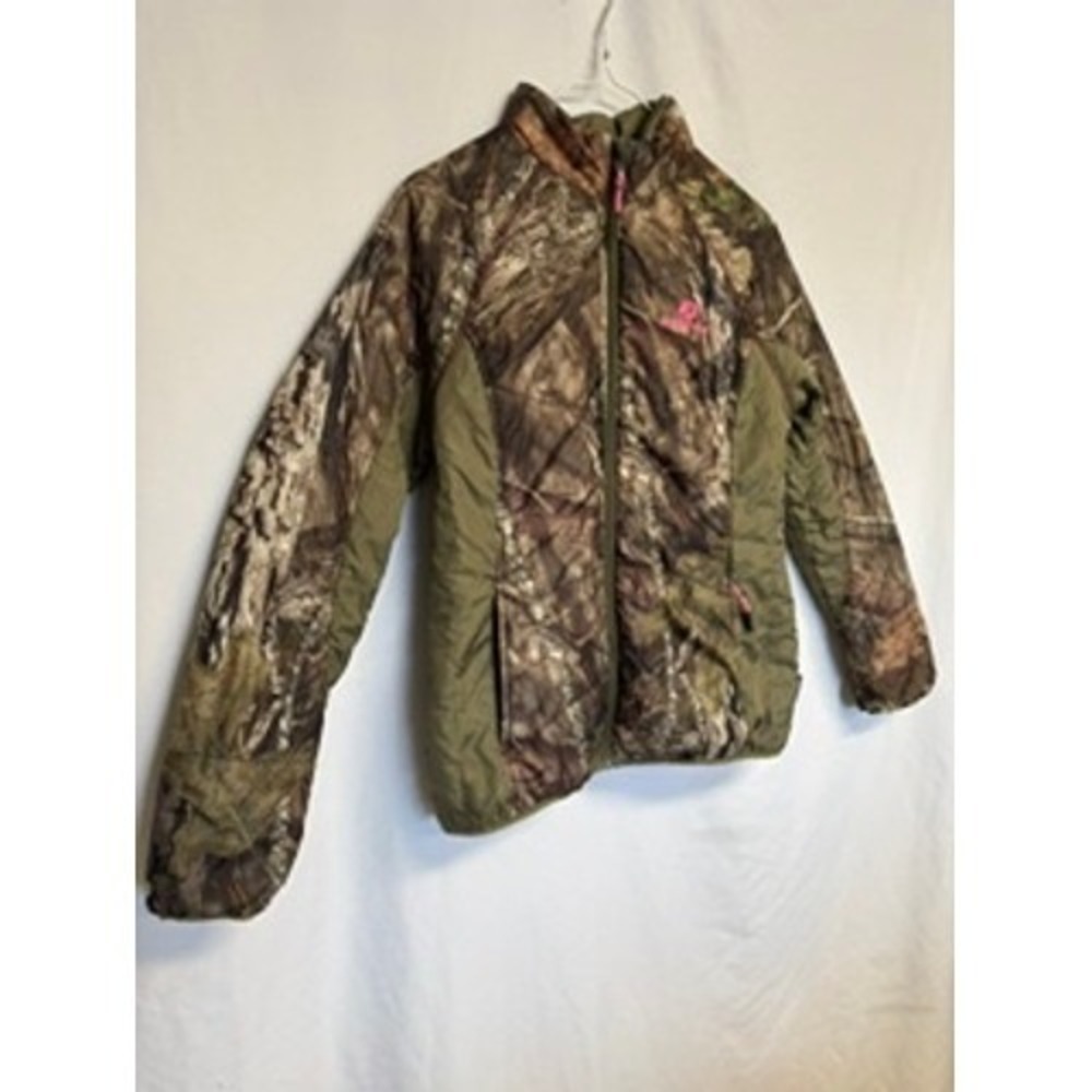 Mossy Oak Women Camo Puffer Jacket Pink Lining Thinsulate Insulated Full Zip M